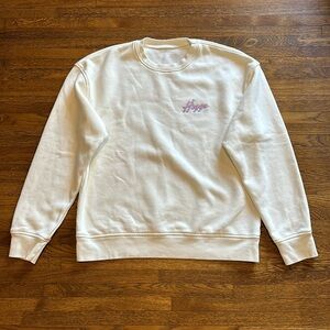 Men’s Cream Cotton Fleece Branded Logo Sweatshirt